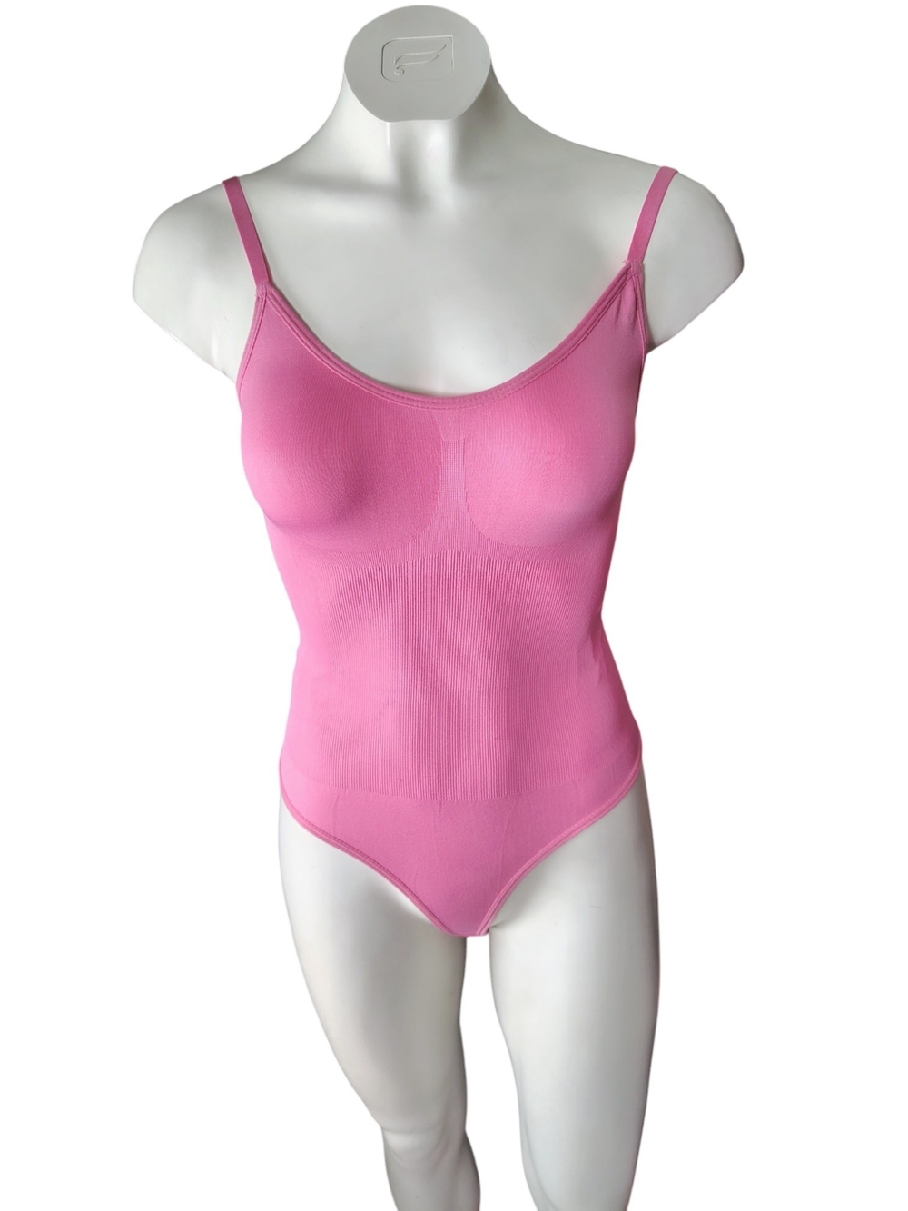 Amazon Pink Seamless Scoop Neck Bodysuit with Thin Straps